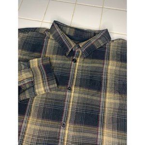 prAna Mens XL Button Up Plaid Long Sleeve Plaid‎ Button up Pockets Shirt